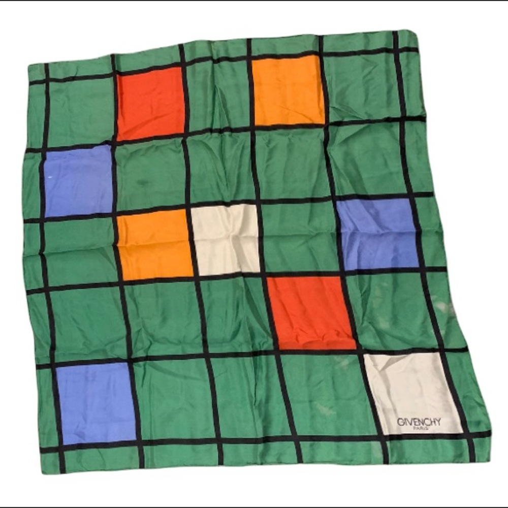 Rare Vintage VTG Givenchy Silk Colour Block Scarf 29X29